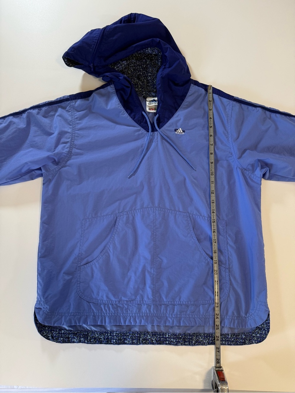 Vintage Adidas Windbreaker three stripes blue Zip Hood Size Women’s Large - Picture 10 of 10